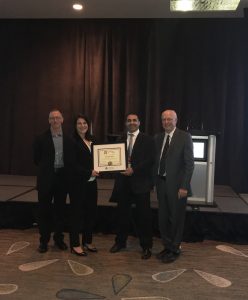 May 2018: Dr. Bedi and Courtney Young pick up award in Winnipeg